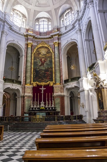 Interior view of the Catholic Court Church in Dresden, Saxony, Germany, 25 August 2016, for
