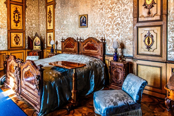 Charlotte's bedroom, interior in neo-renaissance, neo-baroque style, Miramare Castle with