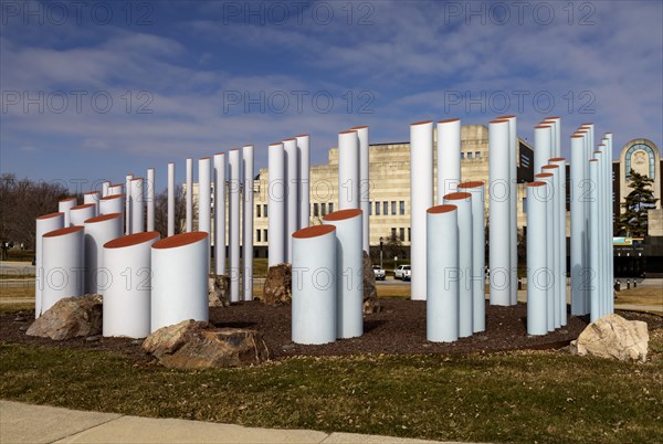 Lansing, Michigan, The Michigan History Museum. A sculpture called Polaris Ring, by David Barr, is