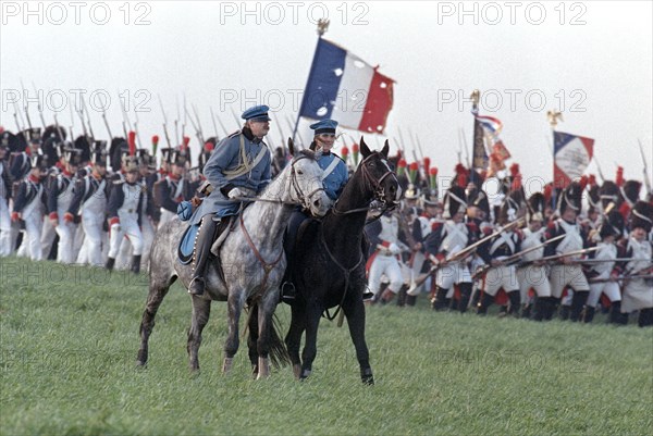 Actors in historical uniforms re-enact the battle in historical battle scenes on the 185th