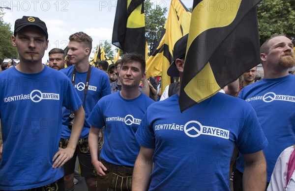 Demonstration by the Identitarian Movement. Several hundred supporters of the Identitarian Movement