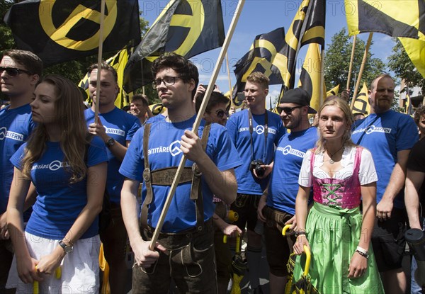 Demonstration by the Identitarian Movement. Several hundred supporters of the Identitarian Movement