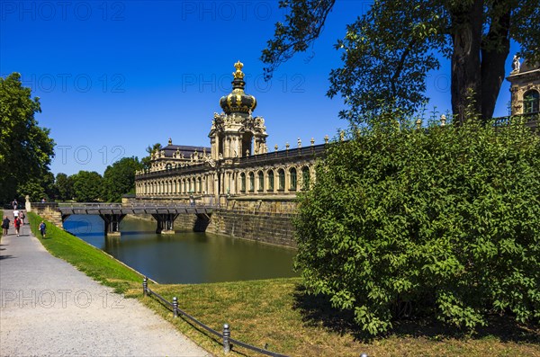 South-west side and southern corner of the Dresden Zwinger, a jewel of Saxon Baroque, in Dresden,