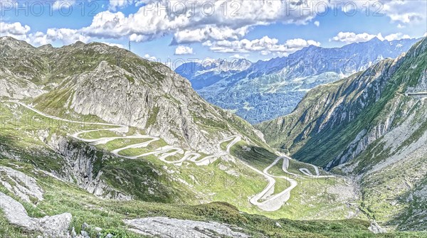 Photo with reduced dynamic saturation HDR of south ramp driveway from steep pass road steeply