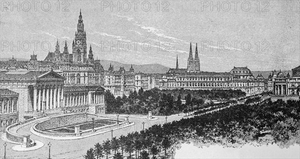 Franzensring and parliament building, state parliament, square, park, cityscape, city centre,