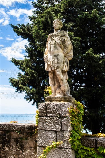 Castle garden, Duino Castle, with spectacular sea view, private residence of the Princes of Thurn