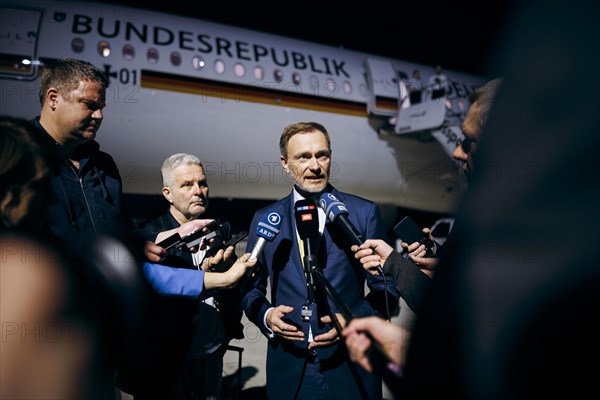 Christian Lindner (FDP), Federal Minister of Finance, gives a press statement after the G20, G7