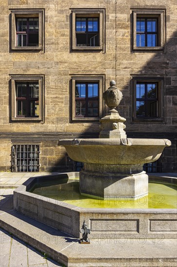 Dwarf of the 55-year town twinning between Dresden and Wroclaw at the town hall fountain, also