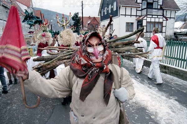 Carnival in Wasungen, Thuringia on 13.02.1999. The Wasungen carnival is known for its popular
