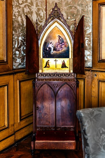 Charlotte's bedroom, interior in neo-renaissance, neo-baroque style, Miramare Castle with