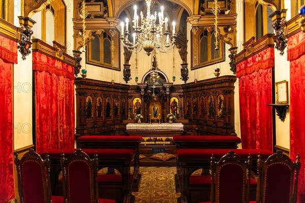 Chapel, neo-renaissance, neo-baroque interior, Miramare Castle with marvellous view of the Gulf of