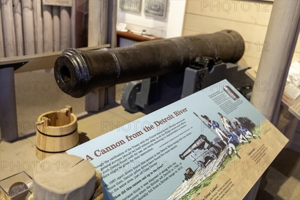 Lansing, Michigan, The Michigan History Museum. A British cannon recovered from the Detroit River