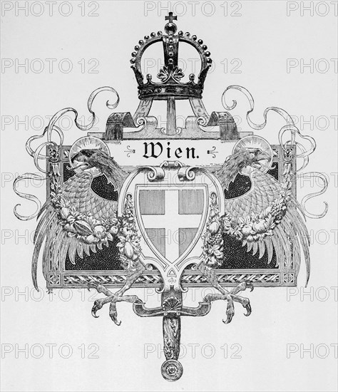 Vienna, emblem, symbol, imperial crown, eagle, sword, ornamentation, Austria, historical