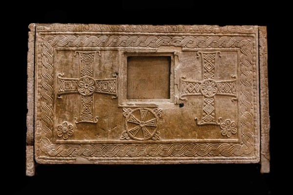 Ratchis Altar, the back is decorated with crosses and geometric motifs, 8th century, Museo