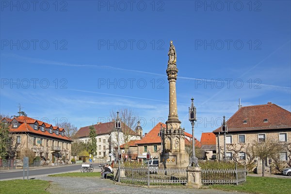 Marian column with Madonna figure, Marienplatz, Wiesentheid, Lower Franconia, Franconia, Bavaria,