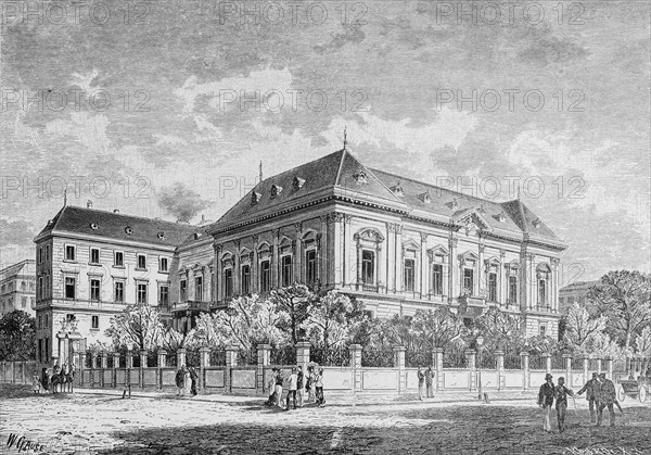 The German ambassador hotel in Vienna, embassy, politics, large building, fence, walker, Austria,
