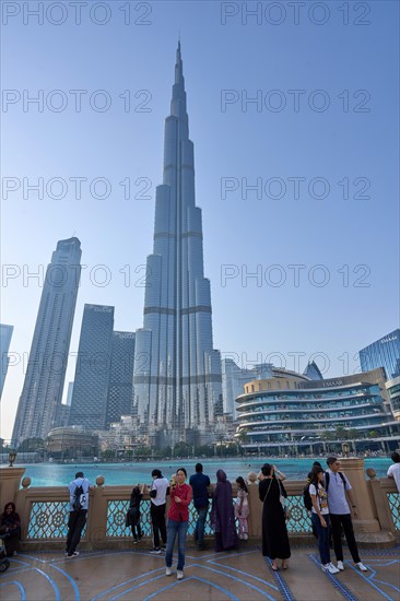 Burj Khalifa, Lake Burj Khalifa. At 828 metres, the Burj Khalifa in Dubai is the tallest building