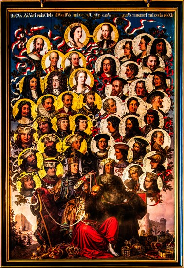 Paintings with ancestors, Thon Hall, Neo-Renaissance and Neo-Baroque interiors, Miramare Castle