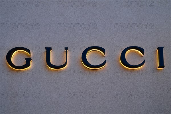 Lettering of the Gucci brand, Roermond, Netherlands