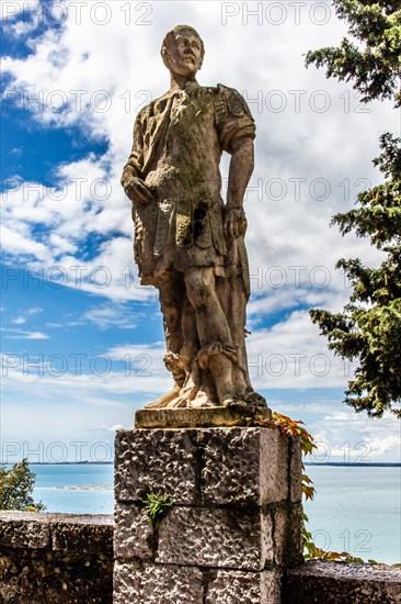 Castle garden, Duino Castle, with spectacular sea view, private residence of the Princes of Thurn