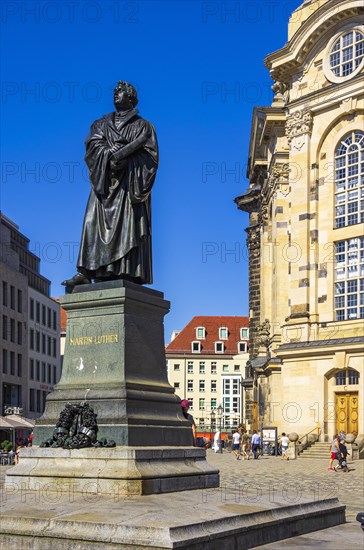 Statue of Doctor Martin Luther after Ernst Rietschel on the Neumarkt in front of the Church of Our