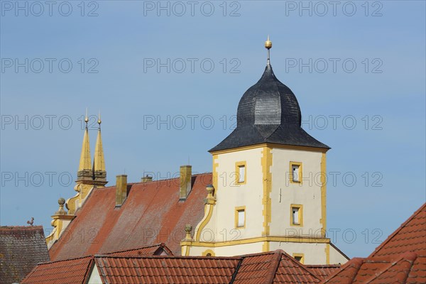 Renaissance castle built in 1580 with tower, roofs, Marktbreit, Lower Franconia, Franconia,