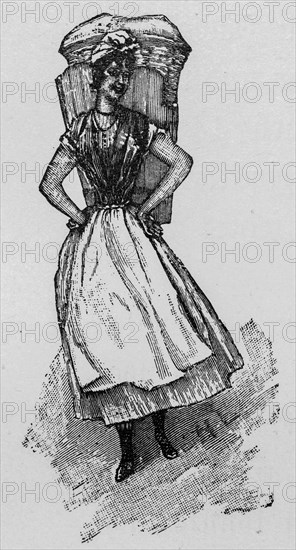 Viennese laundry needle, Vienna, portrait, young woman, laundry basket, apron, work,