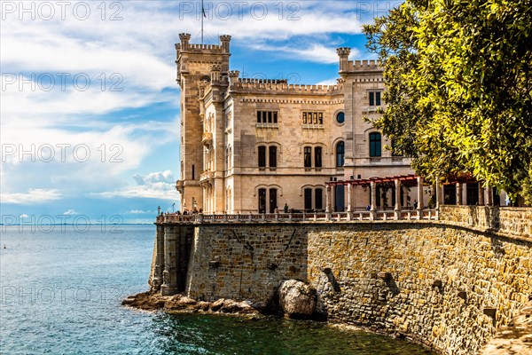 Miramare Castle in white limestone with a marvellous view of the Gulf of Trieste, 1870, residence