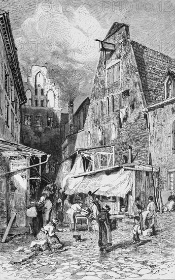 Butcher's alley in Rostock, Mecklenburg-Western Pomerania, profession butcher, alley, decay, sale,