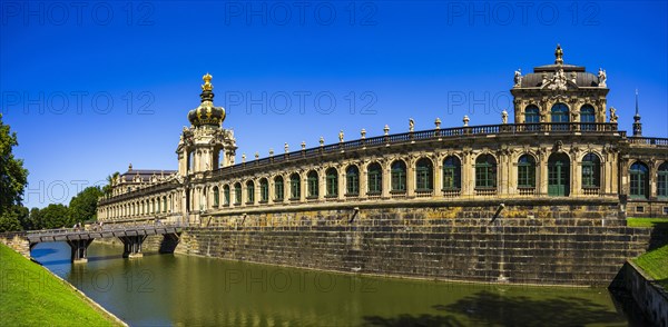 South-west side and southern corner of the Dresden Zwinger, a jewel of Saxon Baroque, in Dresden,