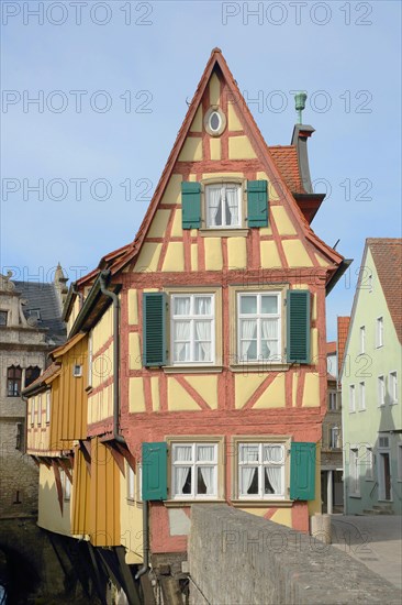 Historic Malerwinkelhaus built in 1774 and museum, yellow half-timbered house, yellow, Marktbreit,