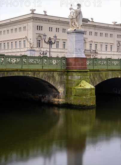 Long exposure, Unter den Linden Palace Bridge with a view of the German Historical Museum, Berlin,