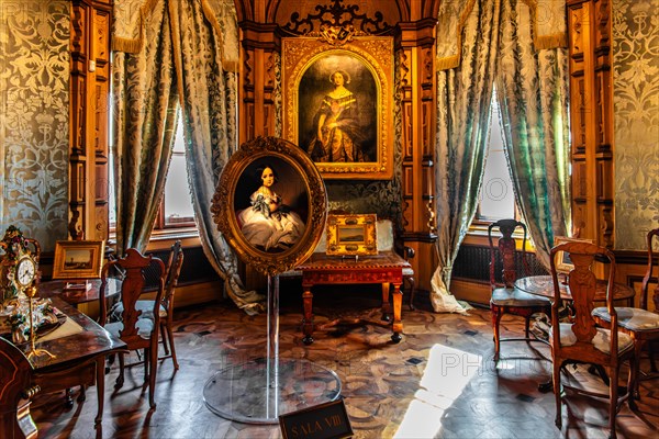 Charlotte's living room, interior in neo-renaissance, neo-baroque style, Miramare Castle with