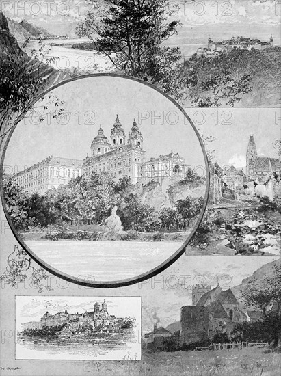Vienna in various scenes, Danube, Klosterneuburg Abbey, Moelk Abbey, Goettweig Abbey, St Michael's