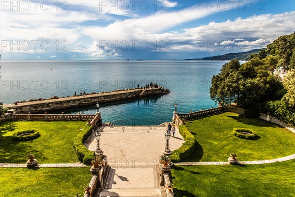 Park of Miramare Castle with marvellous view of the Gulf of Trieste, 1870, residence of Maximilian
