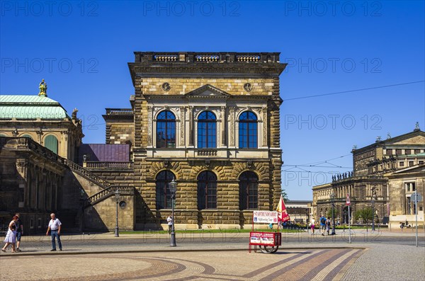 Ticket sales stand and stop for city tours on Sophienstrasse in front of the Dresden Zwinger, Inner