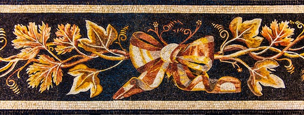 Band with wine leaves, Mosiak copy from Aquileia, 1st century, Mosaic school producing mosaic