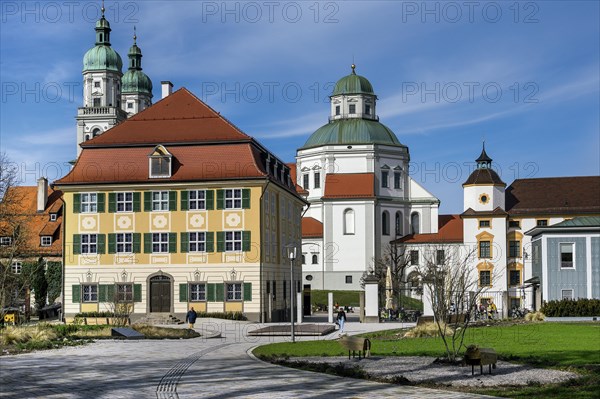 The Zumsteinhaus is museum, Lorenzkirche, and on the right the residence, Kempten, Allgaeu,