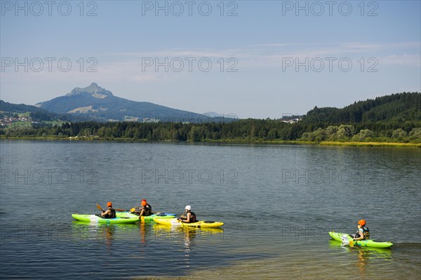 Kayaks, Lake Ammer, near Herrsching am Lake Ammer, Fuenfseenland, Upper Bavaria, Bavaria, Germany,
