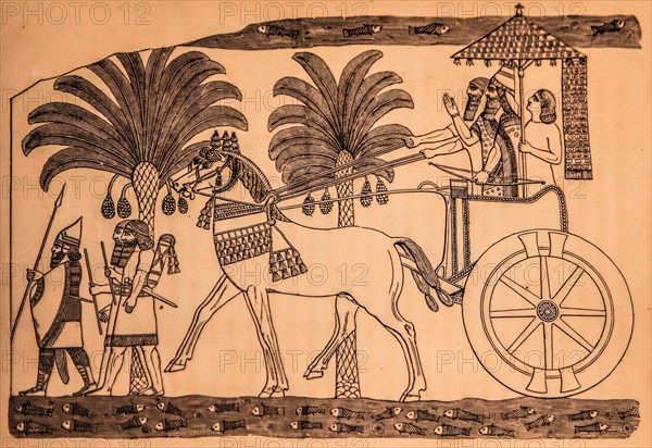 King Sennacherib returns from battle with his chariot, Archaeological Museum, Castello di Udine,