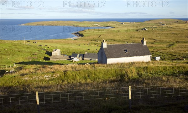 View to The Scullock headland, Gossabrough, Yell, Shetland Islands, Scotland, United Kingdom,