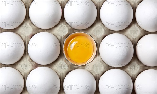 Eggs and egg yolks in an egg carton, 14/03/2015