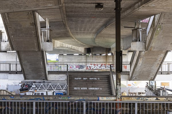 Kurt Schumacher Bridge Mannheim over the Rhine, architectural style Brutalism, Mannheim,