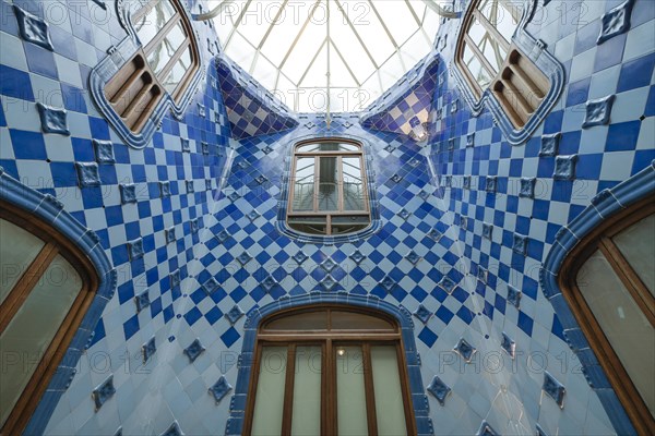 Staircase, Casa Batllo, apartment building by Antoni Gaudi, Passeig de Gracia, Barcelona,