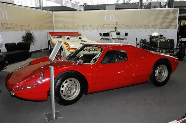 RETRO CLASSICS 2010, Stuttgart Messe, Red sports car with retro design and aerodynamic shape at a