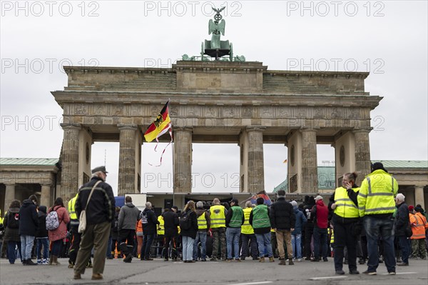 Demonstrators in front of the Brandenburg Gate, taken as part of the 'AeoeFarmers' protests'Aeo in