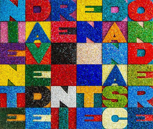 Nothing to see, nothing to hide, homage to Alighiero Boetti, mosaic school that produces mosaic