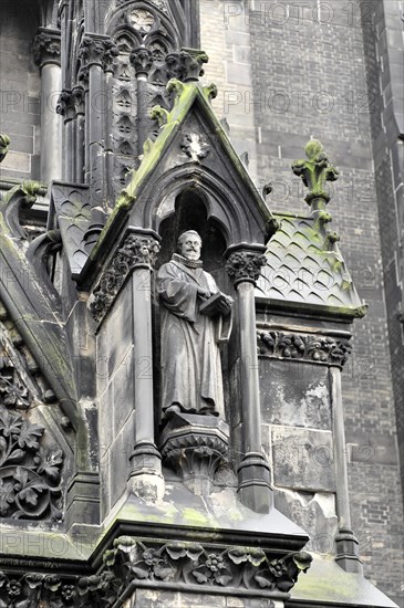 St Peter's Church, parish church, construction began in 1310, Moenckebergstrasse, statue of a