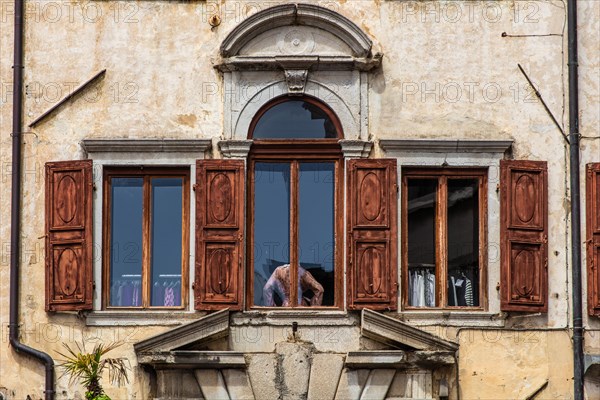 Old town streets with fashion atelier, Udine, most important historical city of Friuli, Italy,