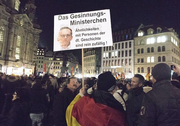 Pegida demonstration at the theatre square in Dresden. At this rally, Pegida founder Bachmann